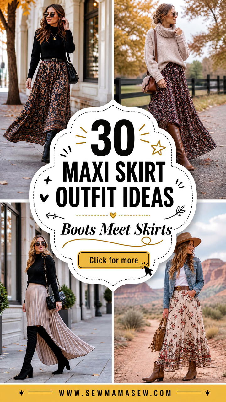 30 Maxi Skirt Outfit Ideas With Boots for Cool-Girl Style - 30 Maxi Skirt Outfit Ideas With Boots for Cool-Girl Style