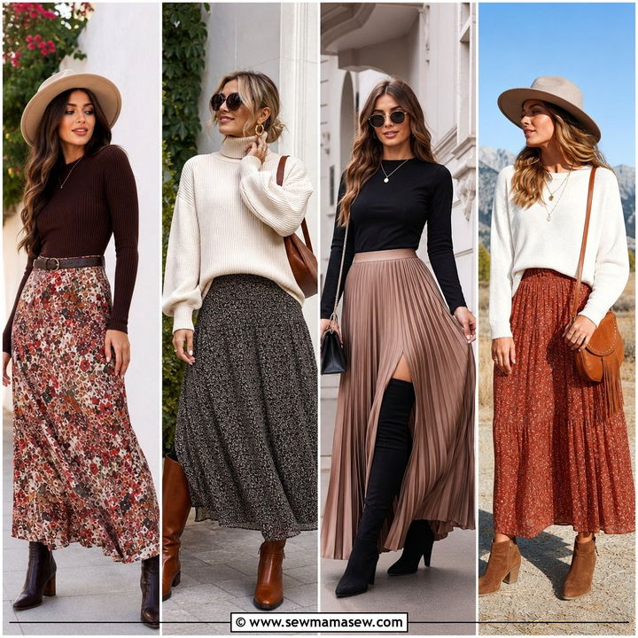 30 Maxi Skirt Outfit Ideas With Boots for Cool-Girl Style
