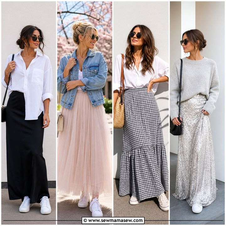 30 Maxi Skirt Outfit Ideas With Sneakers for Casual Chic