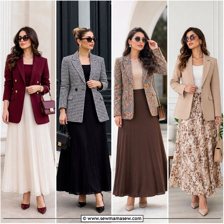 30 Maxi Skirt Outfit Ideas With a Blazer for Chic Workdays