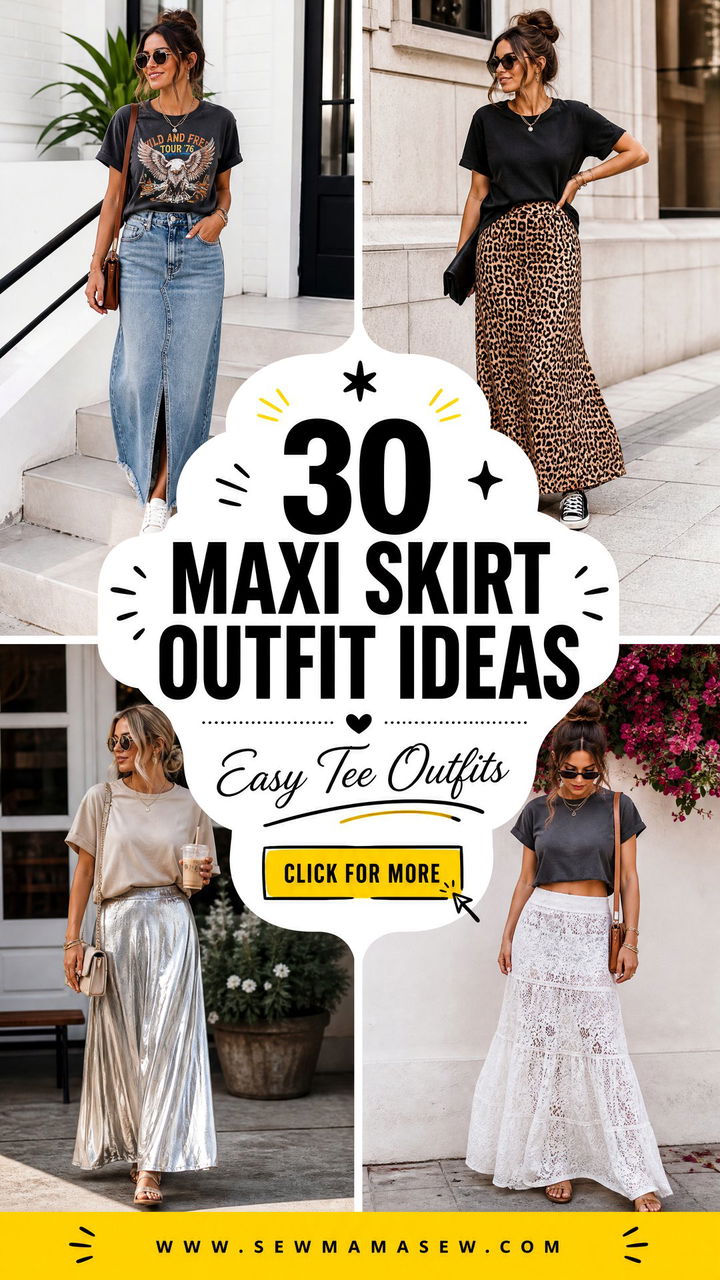 30 Maxi Skirt Outfit Ideas With a Tee for Effortless Style - 30 Maxi Skirt Outfit Ideas With a Tee for Effortless Style