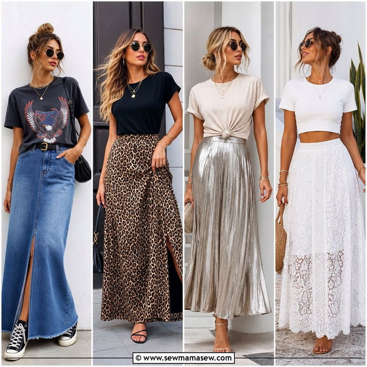 30 Maxi Skirt Outfit Ideas With a Tee for Effortless Style