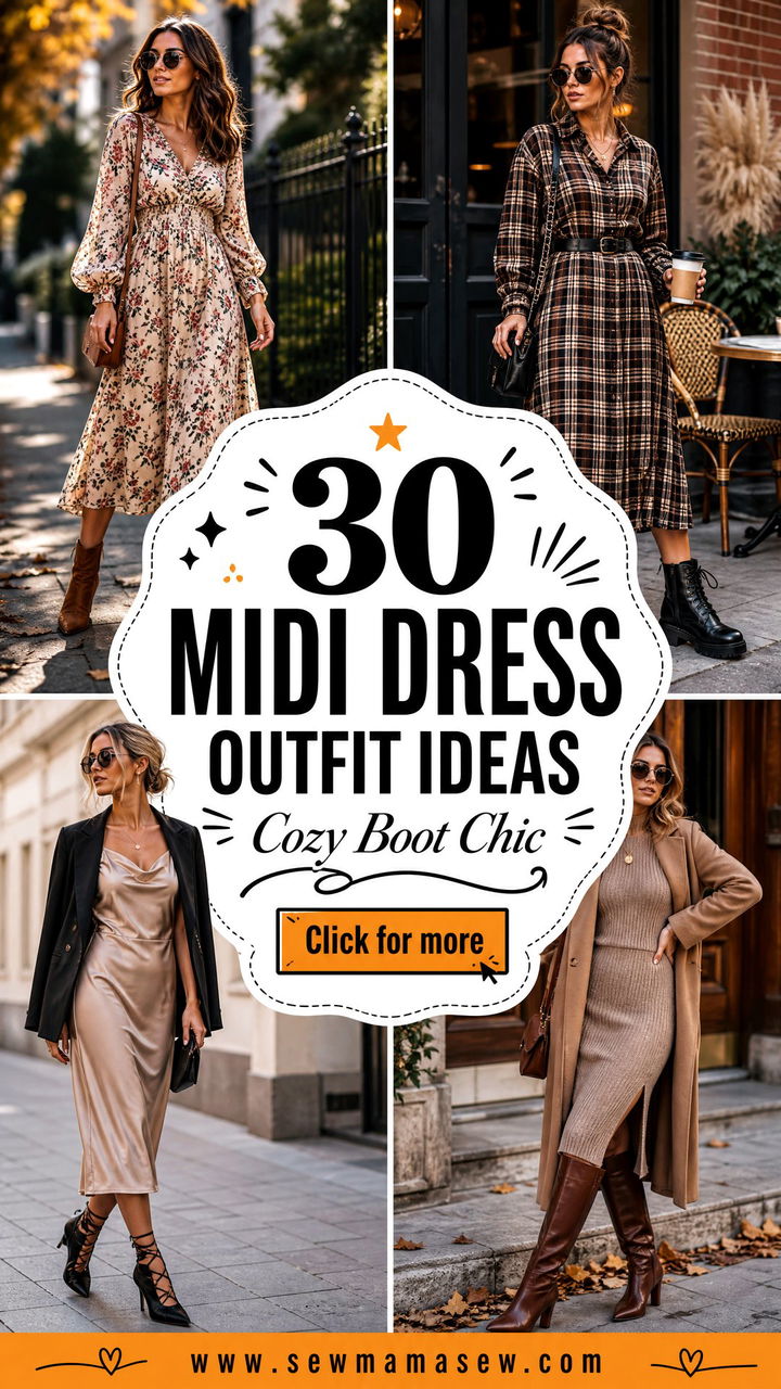 30 Midi Dress Outfit Ideas With Boots for Cozy-Chic Looks - 30 Midi Dress Outfit Ideas With Boots for Cozy-Chic Looks