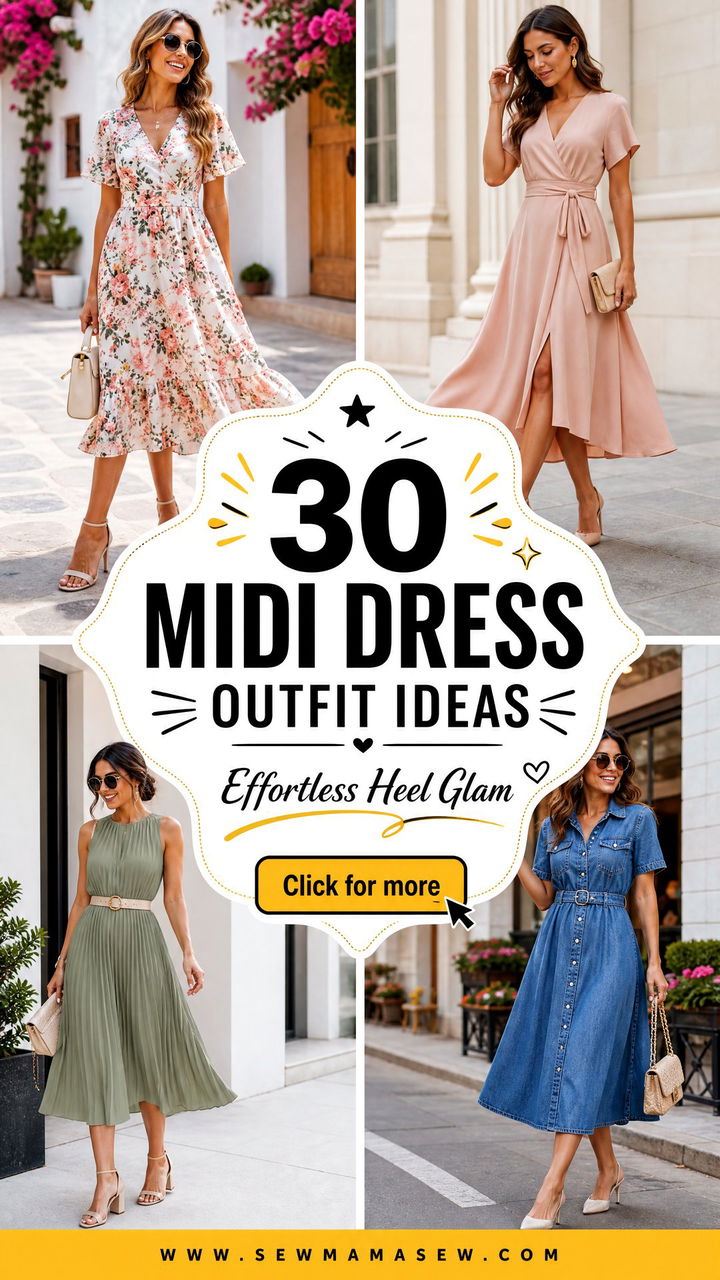 30 Midi Dress Outfit Ideas With Heels for Effortless Glam - 30 Midi Dress Outfit Ideas With Heels for Effortless Glam