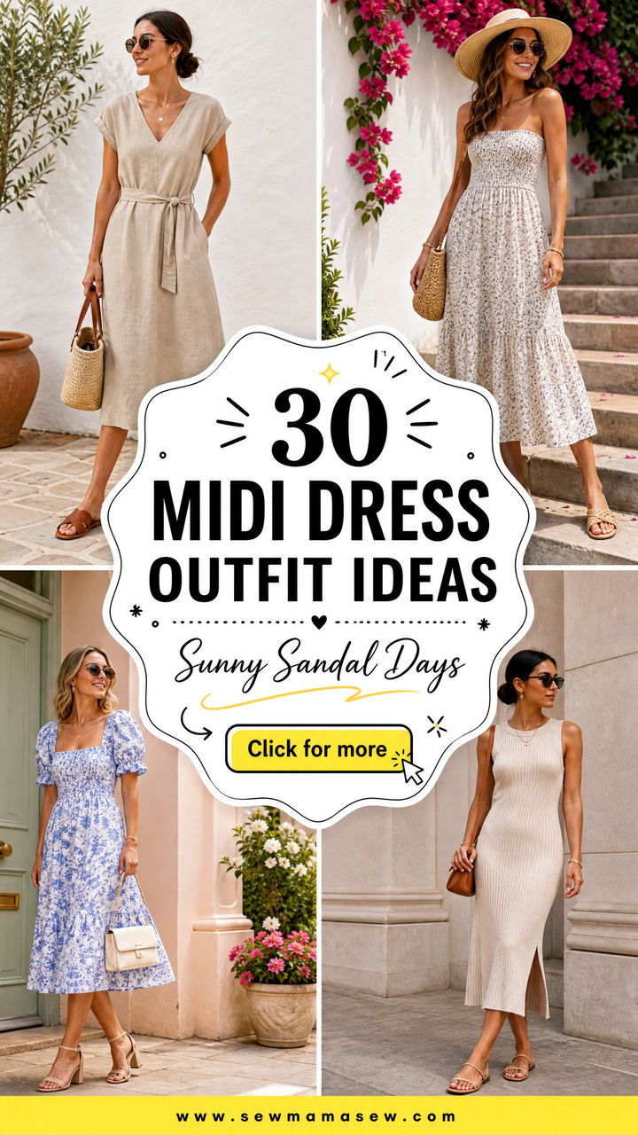 30 Midi Dress Outfit Ideas With Sandals for Sunny Days Out - 30 Midi Dress Outfit Ideas With Sandals for Sunny Days Out
