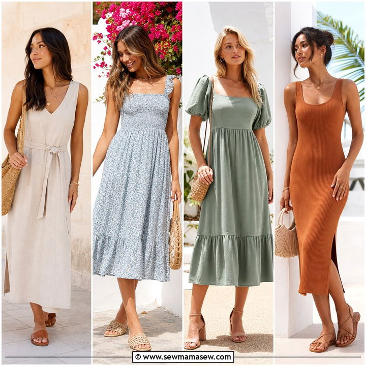 30 Midi Dress Outfit Ideas With Sandals for Sunny Days Out
