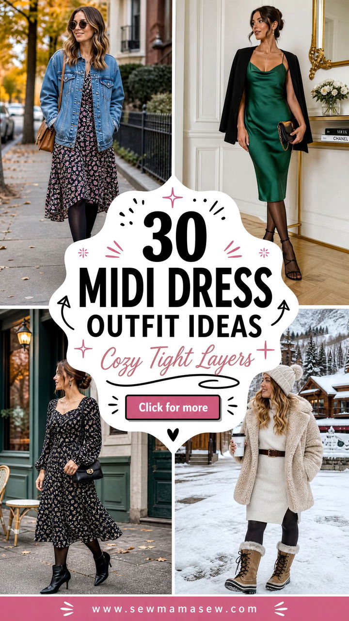 30 Midi Dress Outfit Ideas With Tights for Cozy Layering - 30 Midi Dress Outfit Ideas With Tights for Cozy Layering