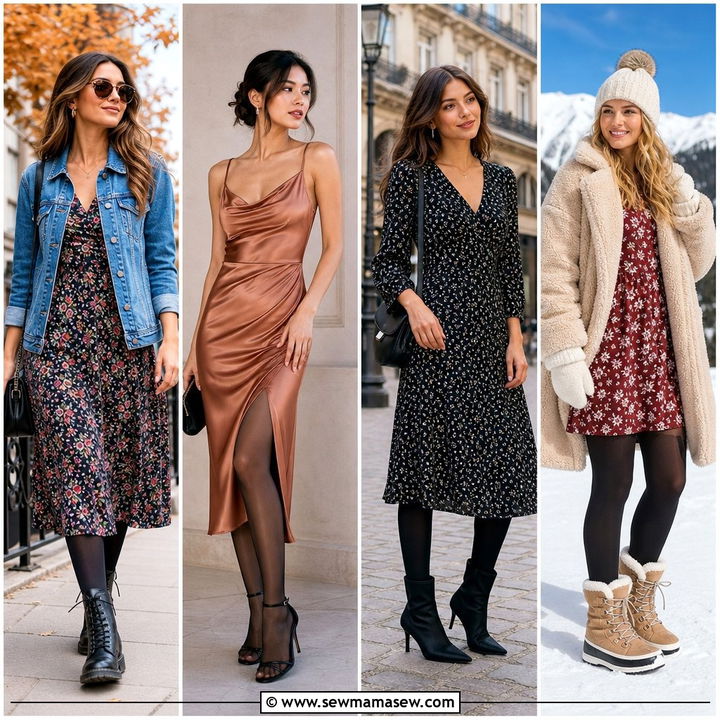 30 Midi Dress Outfit Ideas With Tights for Cozy Layering