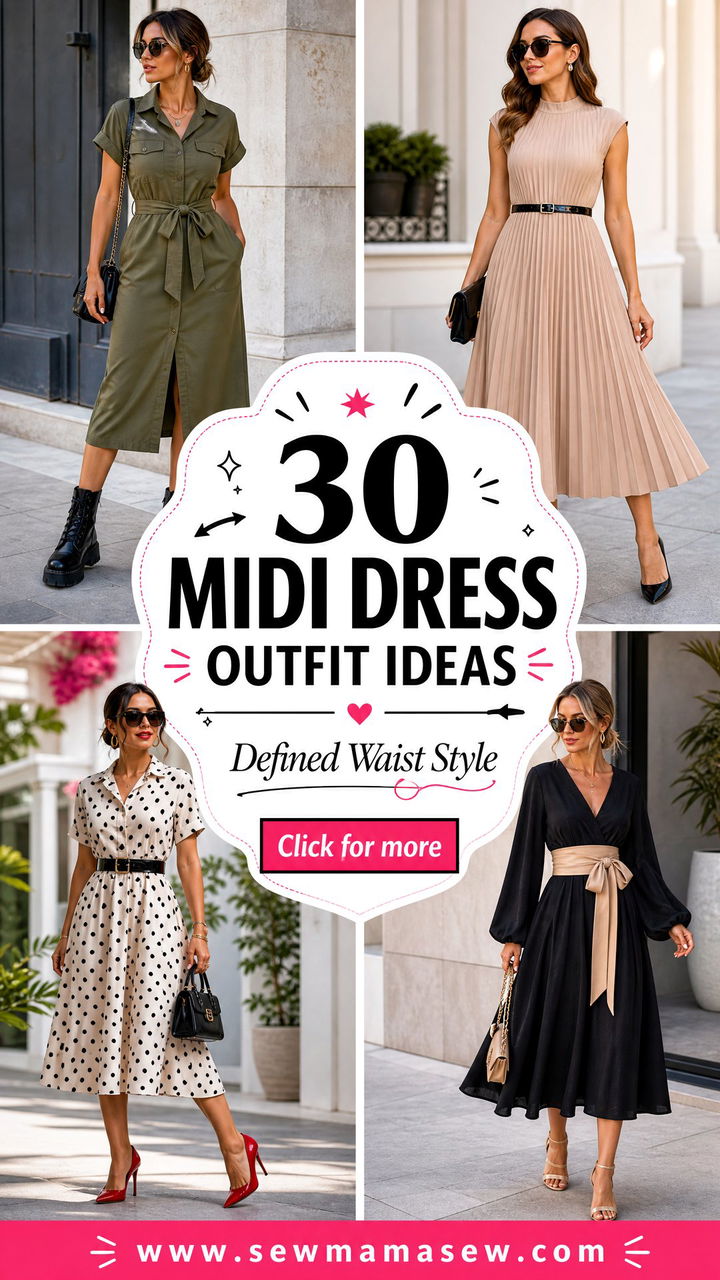 30 Midi Dress Outfit Ideas With a Belt to Define Style - 30 Midi Dress Outfit Ideas With a Belt to Define Style