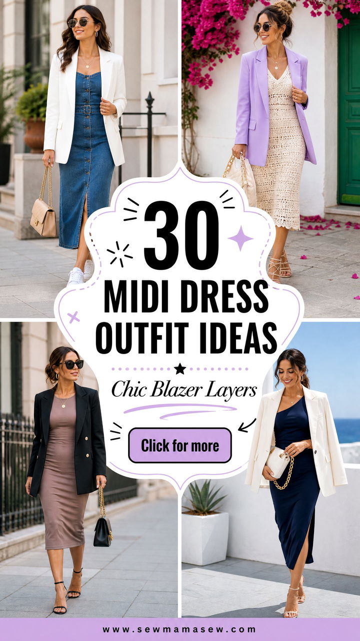 30 Midi Dress Outfit Ideas With a Blazer for Chic Layers - 30 Midi Dress Outfit Ideas With a Blazer for Chic Layers