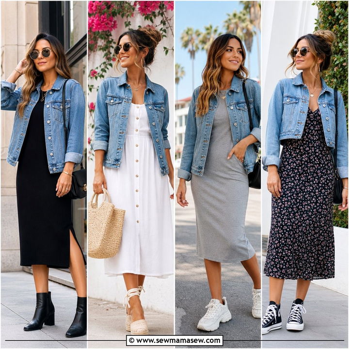 30 Midi Dress With Denim Jacket Outfit Ideas for Easy Layers
