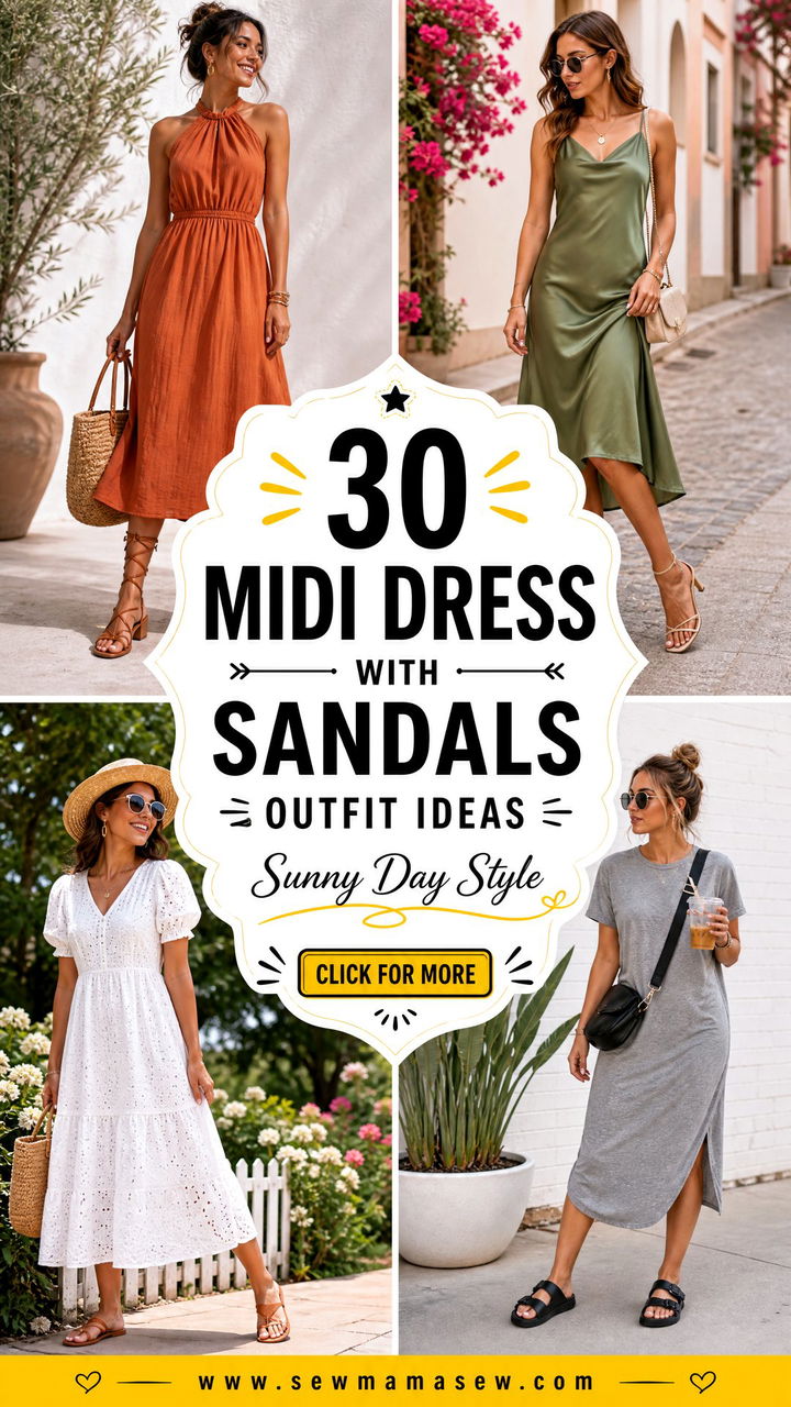 30 Midi Dress With Sandals Outfit Ideas for Sunny Days - 30 Midi Dress With Sandals Outfit Ideas for Sunny Days