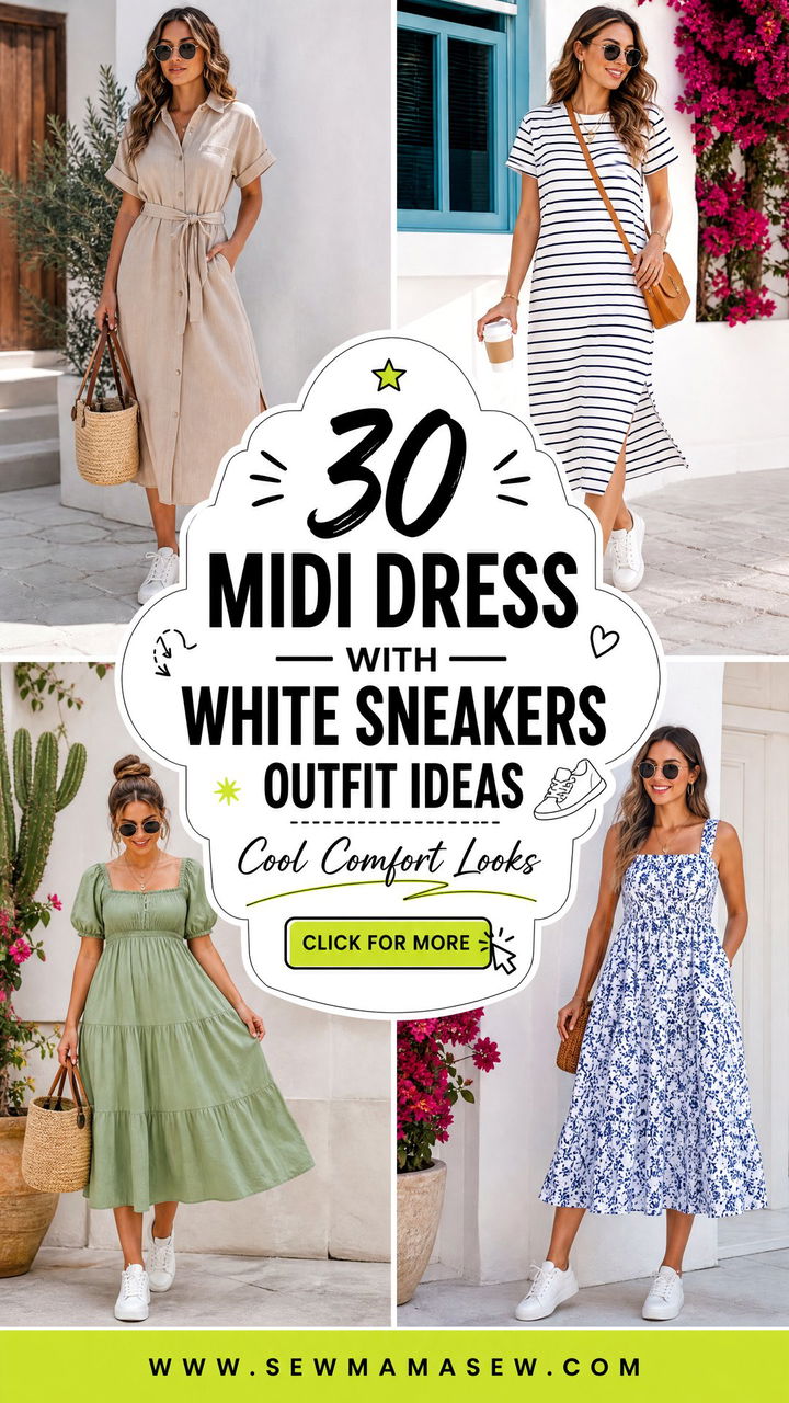 30 Midi Dress With White Sneakers Outfit Ideas for Cool Comfort - 30 Midi Dress With White Sneakers Outfit Ideas for Cool Comfort