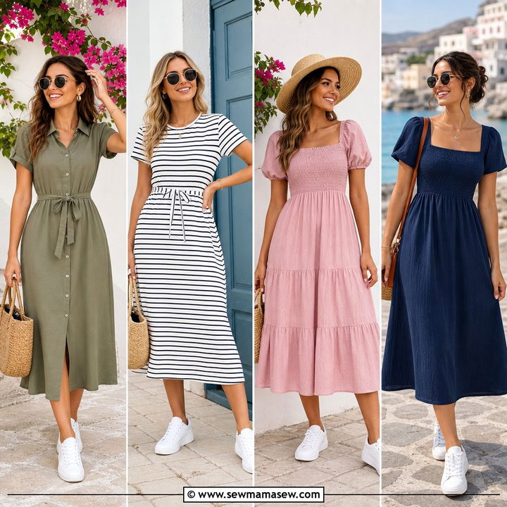 30 Midi Dress With White Sneakers Outfit Ideas for Cool Comfort
