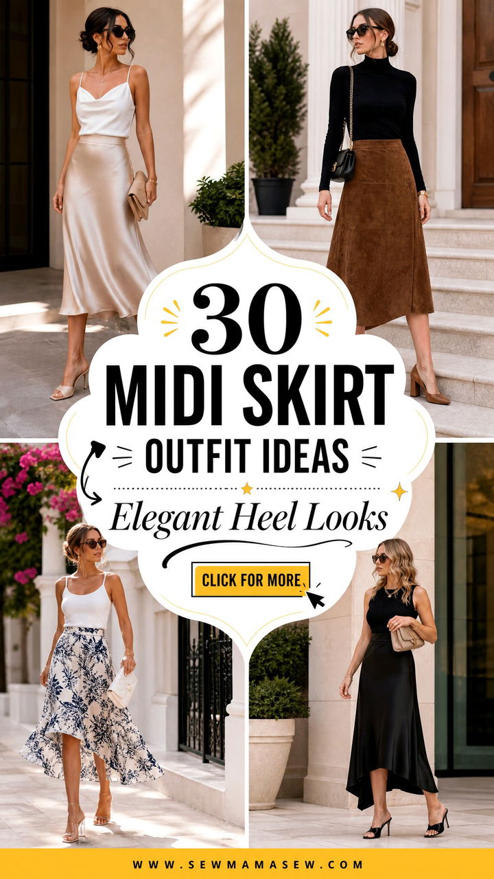30 Midi Skirt Outfit Ideas With Heels for Elegant Looks - 30 Midi Skirt Outfit Ideas With Heels for Elegant Looks