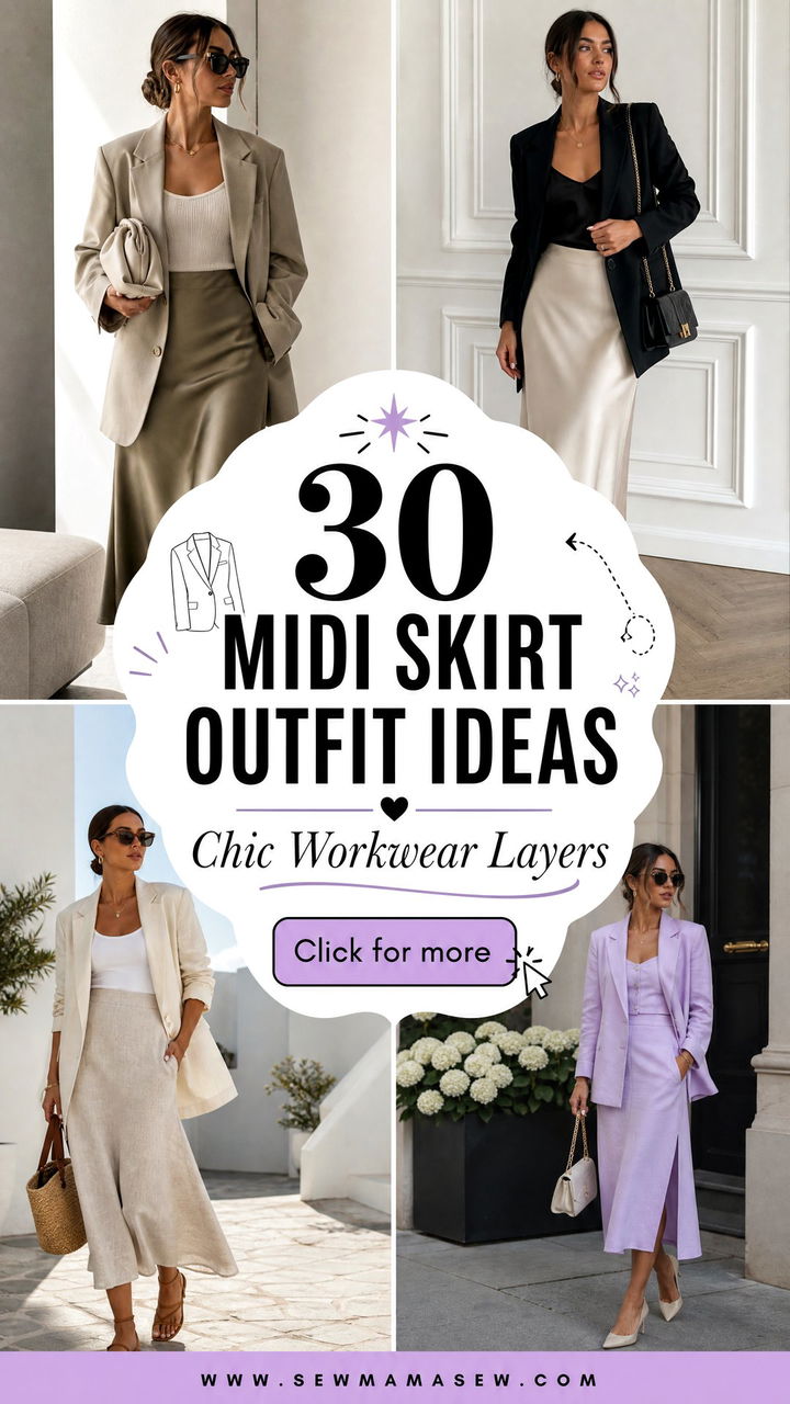 30 Midi Skirt Outfit Ideas With a Blazer for Chic Workwear - 30 Midi Skirt Outfit Ideas With a Blazer for Chic Workwear