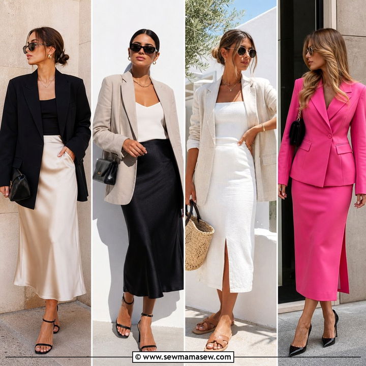30 Midi Skirt Outfit Ideas With a Blazer for Chic Workwear