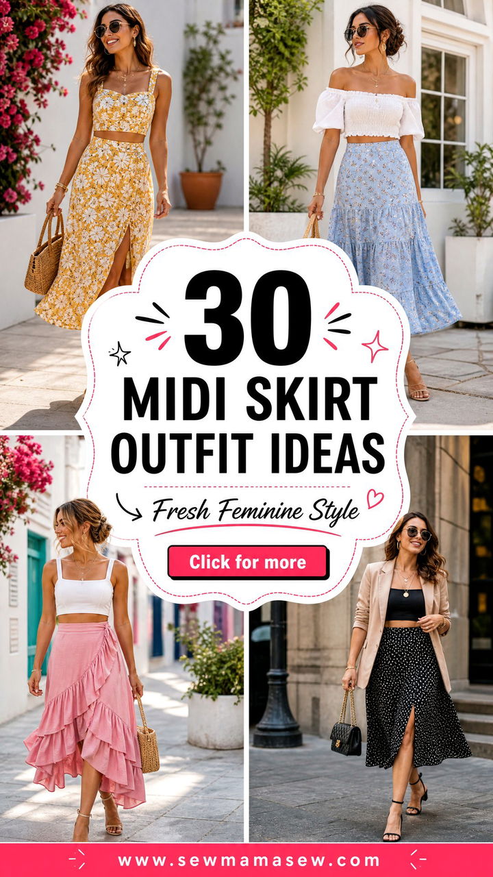 30 Midi Skirt Outfit Ideas With a Crop Top for Fresh Style - 30 Midi Skirt Outfit Ideas With a Crop Top for Fresh Style