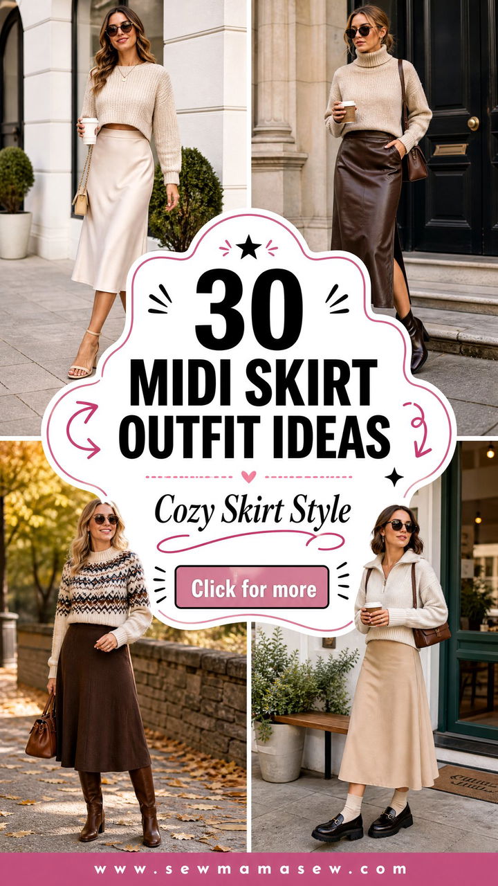 30 Midi Skirt Outfit Ideas With a Sweater for Cozy Days - 30 Midi Skirt Outfit Ideas With a Sweater for Cozy Days