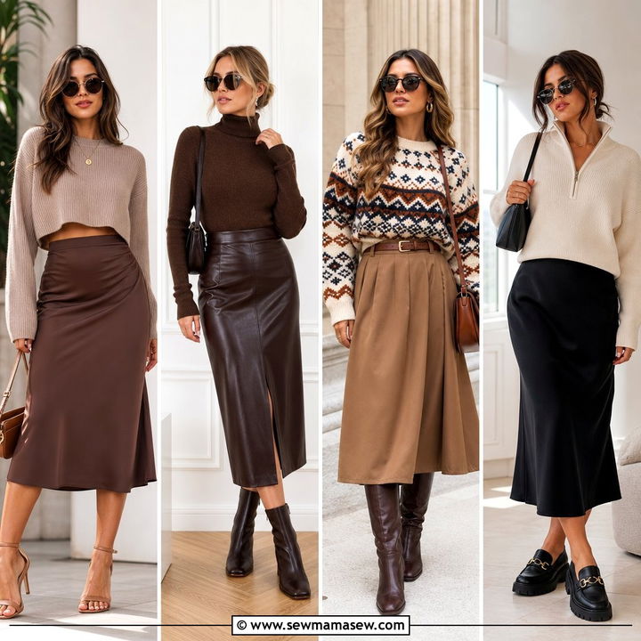 30 Midi Skirt Outfit Ideas With a Sweater for Cozy Days