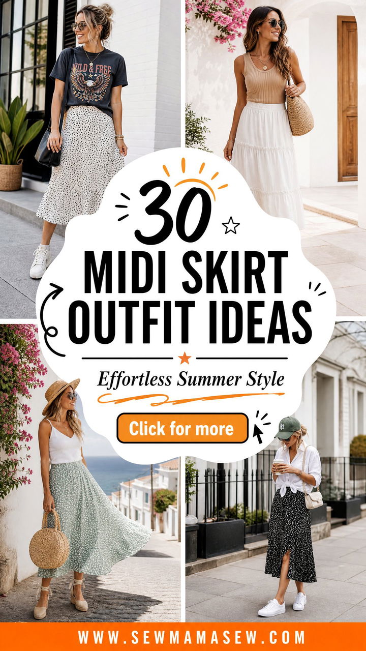 30 Midi Skirt Outfit Ideas for Summer That Look Effortless - 30 Midi Skirt Outfit Ideas for Summer That Look Effortless