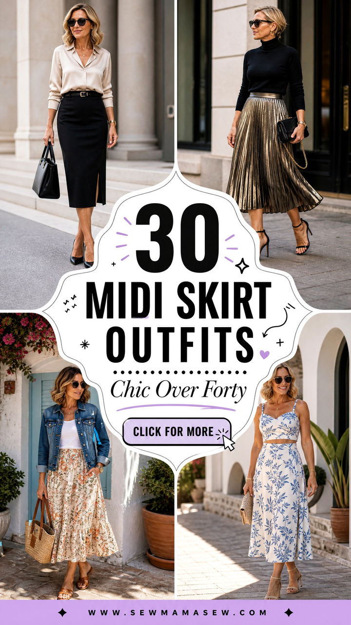 30 Midi Skirt Outfits for Women Over 40 to Feel Chic - 30 Midi Skirt Outfits for Women Over 40 to Feel Chic