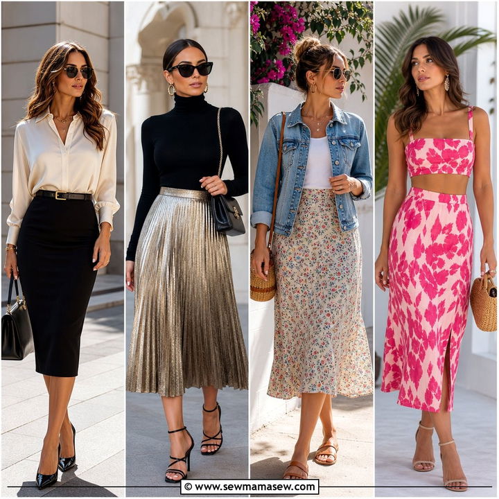 30 Midi Skirt Outfits for Women Over 40 to Feel Chic