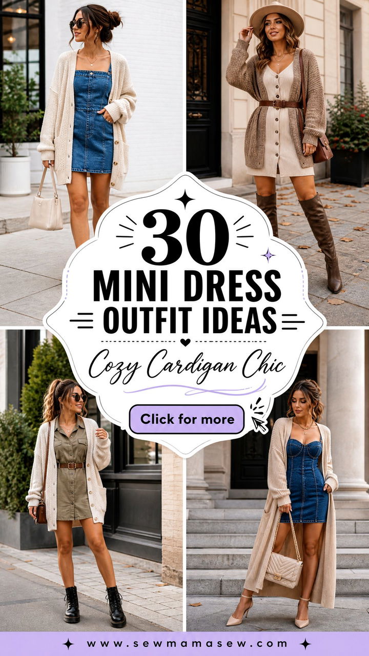 30 Mini Dress Outfit Ideas With A Cardigan For Cozy Chic - 30 Mini Dress Outfit Ideas With A Cardigan For Cozy Chic