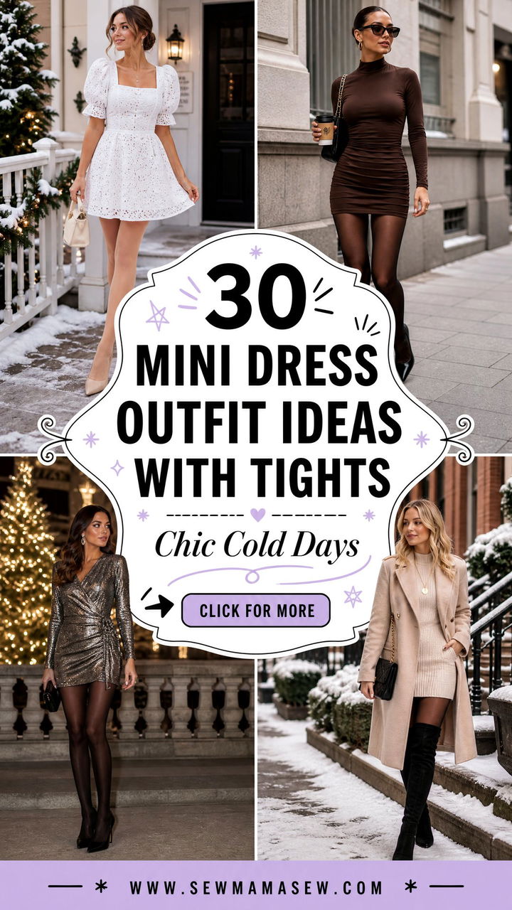 30 Mini Dress Outfit Ideas With Tights for Chic Cold Days - 30 Mini Dress Outfit Ideas With Tights for Chic Cold Days