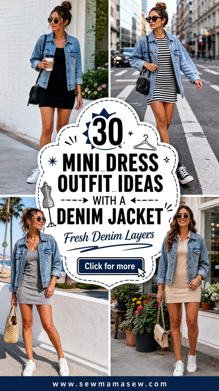 30 Mini Dress Outfit Ideas With a Denim Jacket to Try - 30 Mini Dress Outfit Ideas With a Denim Jacket to Try