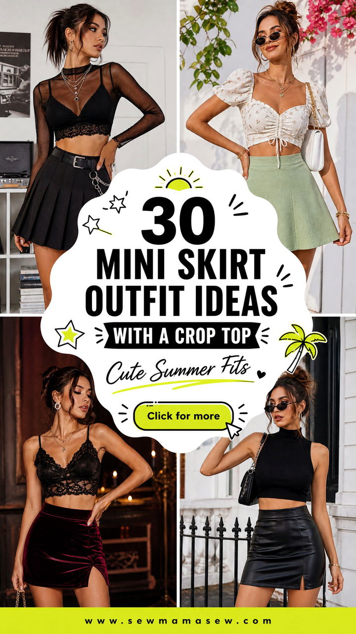 30 Mini Skirt Outfit Ideas With a Crop Top for Cute Summer - 30 Mini Skirt Outfit Ideas With a Crop Top for Cute Summer