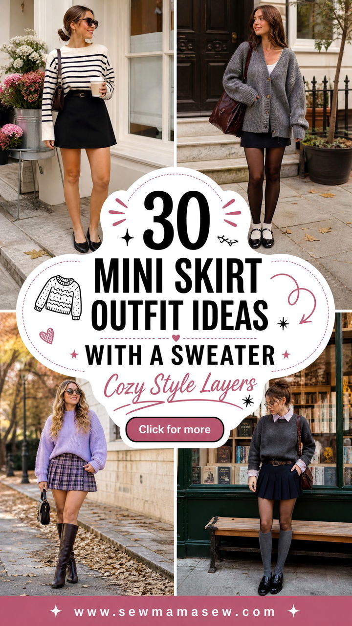 30 Mini Skirt Outfit Ideas With a Sweater for Cozy Style - 30 Mini Skirt Outfit Ideas With a Sweater for Cozy Style