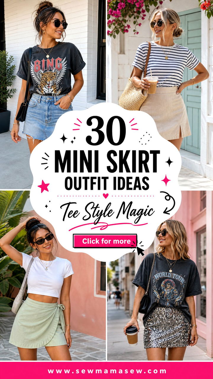 30 Mini Skirt Outfit Ideas With a Tee for Effortless Style - 30 Mini Skirt Outfit Ideas With a Tee for Effortless Style
