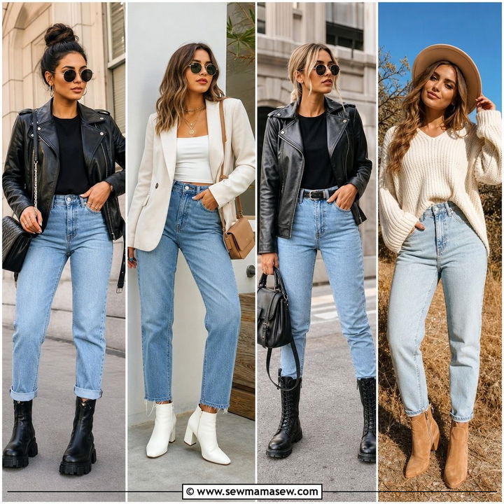 30 Mom Jeans Outfit Ideas With Boots for Cool Seasonal Style