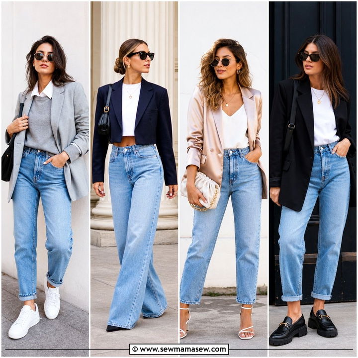 30 Mom Jeans Outfit Ideas With a Blazer for Chic Looks