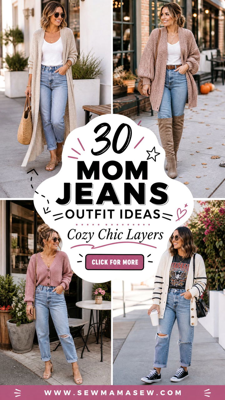 30 Mom Jeans Outfit Ideas With a Cardigan for Cozy Chic - 30 Mom Jeans Outfit Ideas With a Cardigan for Cozy Chic