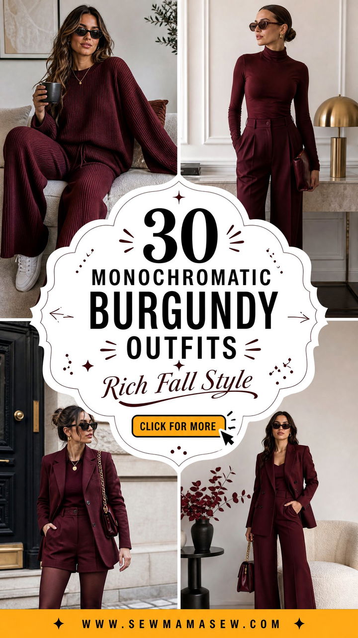 30 Monochromatic Burgundy Outfits for Rich Fall Style - 30 Monochromatic Burgundy Outfits for Rich Fall Style