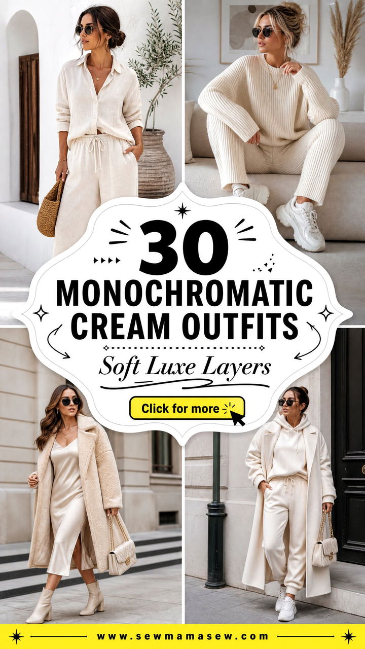 30 Monochromatic Cream Outfits for Soft Luxe Style This Season - 30 Monochromatic Cream Outfits for Soft Luxe Style This Season