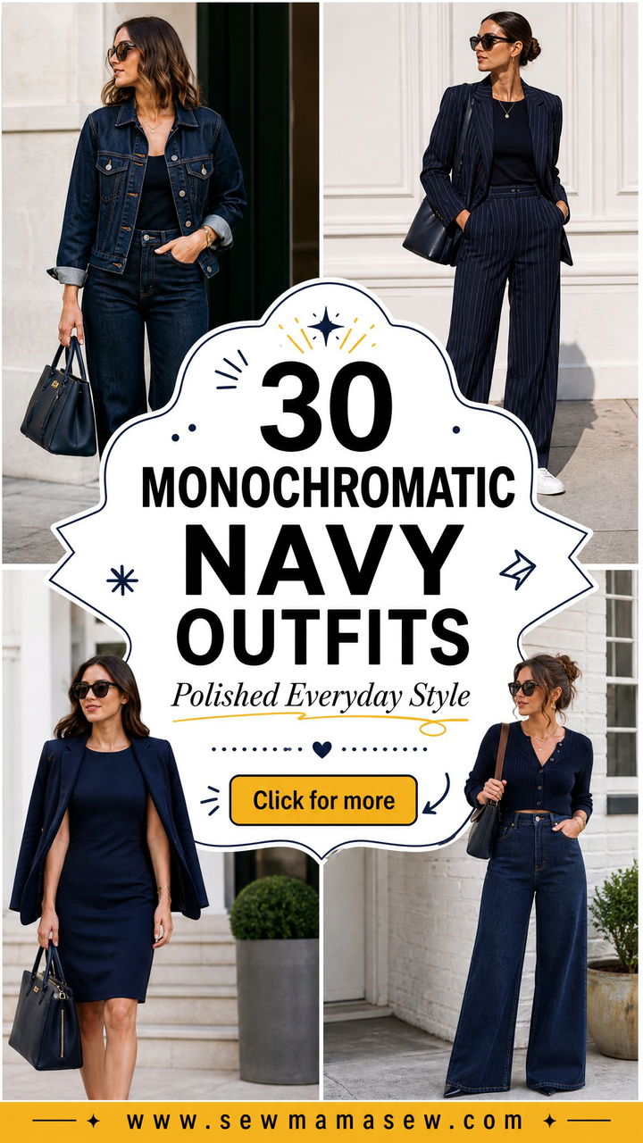 30 Monochromatic Navy Outfits for Polished Everyday Style - 30 Monochromatic Navy Outfits for Polished Everyday Style