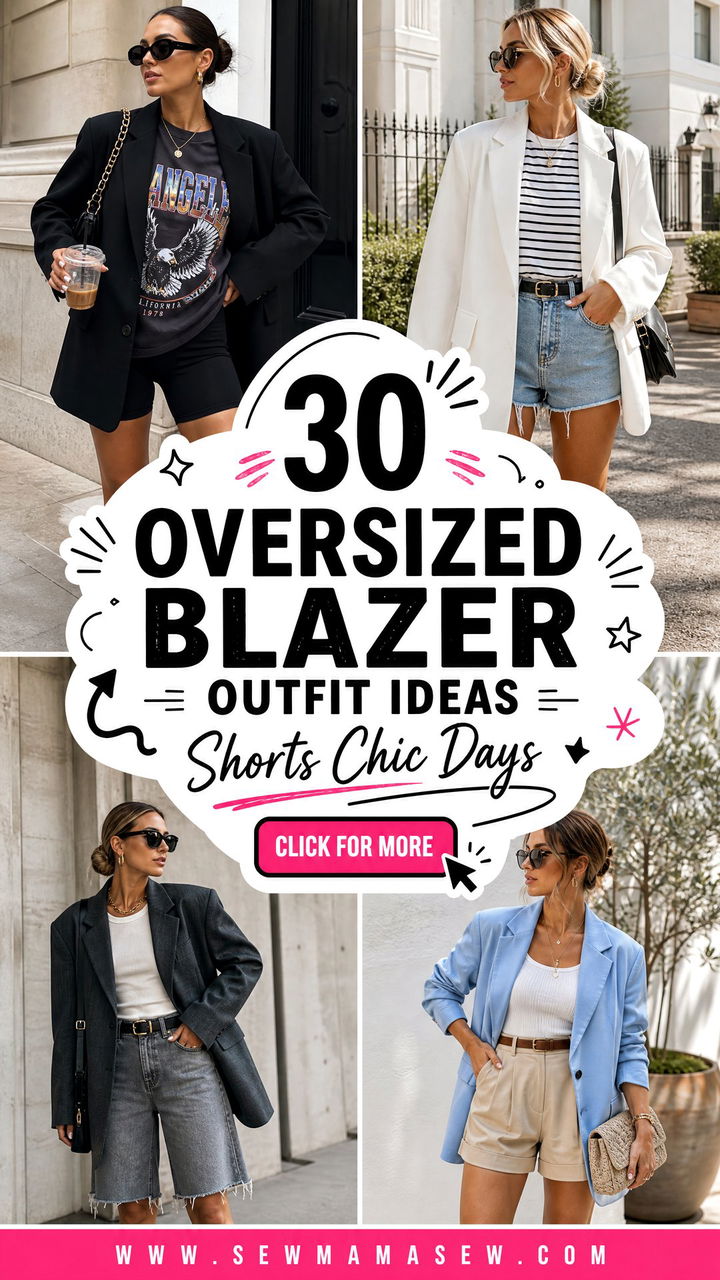 30 Oversized Blazer Outfit Ideas With Shorts for Chic Days - 30 Oversized Blazer Outfit Ideas With Shorts for Chic Days