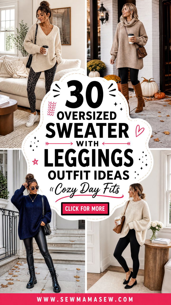 30 Oversized Sweater With Leggings Outfit Ideas for Cozy Days - 30 Oversized Sweater With Leggings Outfit Ideas for Cozy Days