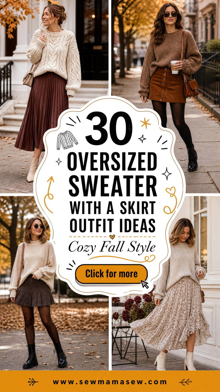 30 Oversized Sweater With a Skirt Outfit Ideas for Fall - 30 Oversized Sweater With a Skirt Outfit Ideas for Fall
