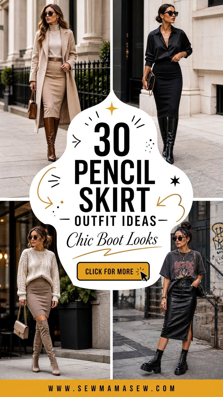 30 Pencil Skirt Outfit Ideas With Boots for Chic Days - 30 Pencil Skirt Outfit Ideas With Boots for Chic Days