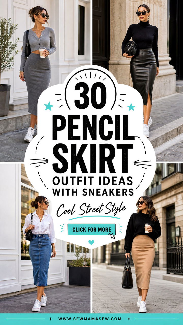 30 Pencil Skirt Outfit Ideas With Sneakers For Cool Style - 30 Pencil Skirt Outfit Ideas With Sneakers For Cool Style