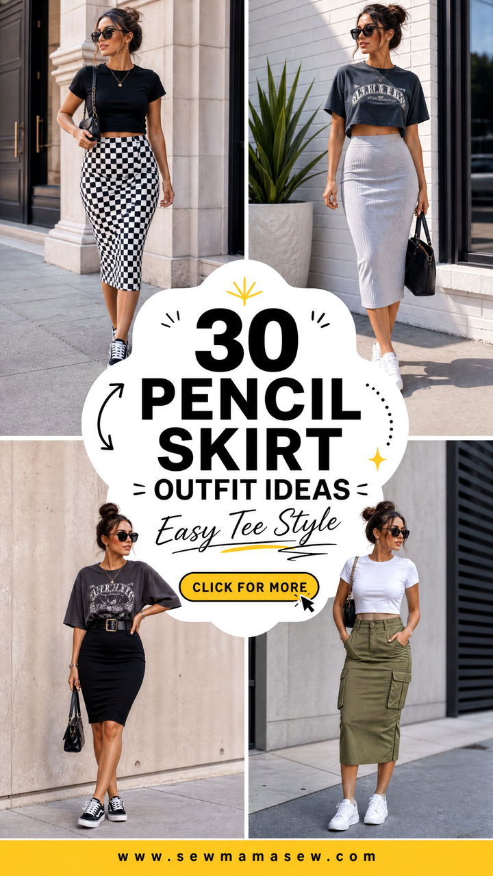 30 Pencil Skirt Outfit Ideas With a Tee for Easy Style - 30 Pencil Skirt Outfit Ideas With a Tee for Easy Style