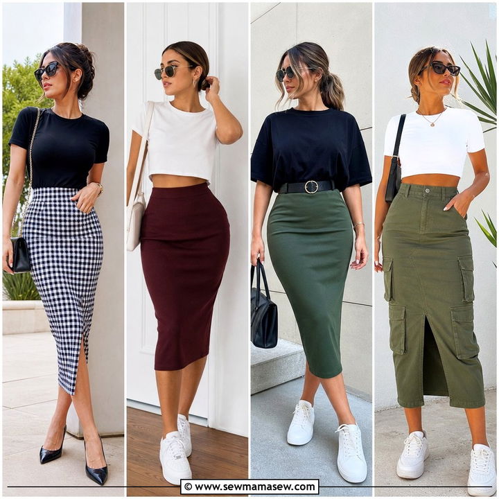30 Pencil Skirt Outfit Ideas With a Tee for Easy Style