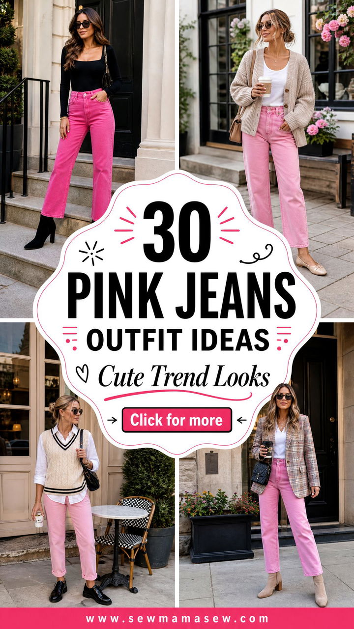 30 Pink Jeans Outfit Ideas Cute Ways to Wear the Trend - 30 Pink Jeans Outfit Ideas: Cute Ways to Wear the Trend