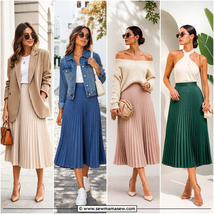 30 Pleated Midi Skirt Outfit Ideas for Work That Impress
