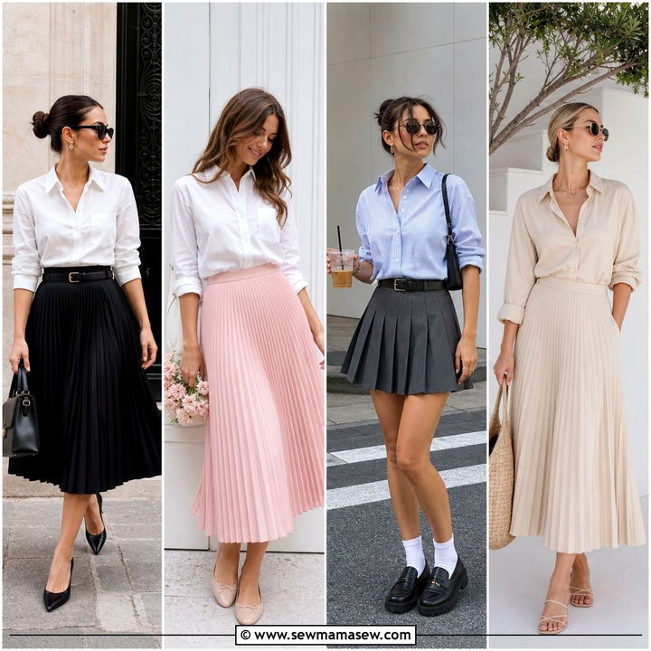 30 Pleated Skirt Outfit Ideas With A Button Down For Work