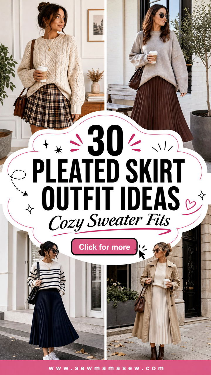 30 Pleated Skirt Outfit Ideas With A Sweater For Cozy Style - 30 Pleated Skirt Outfit Ideas With A Sweater For Cozy Style